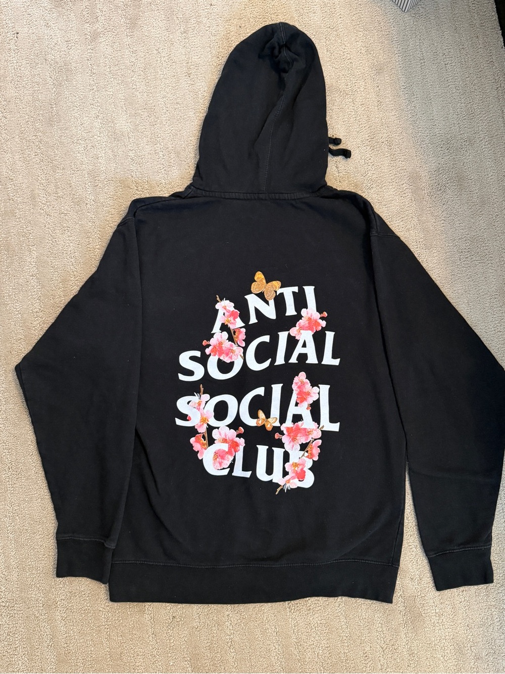 Anti Social Social Club Black Floral Logo Hoodie